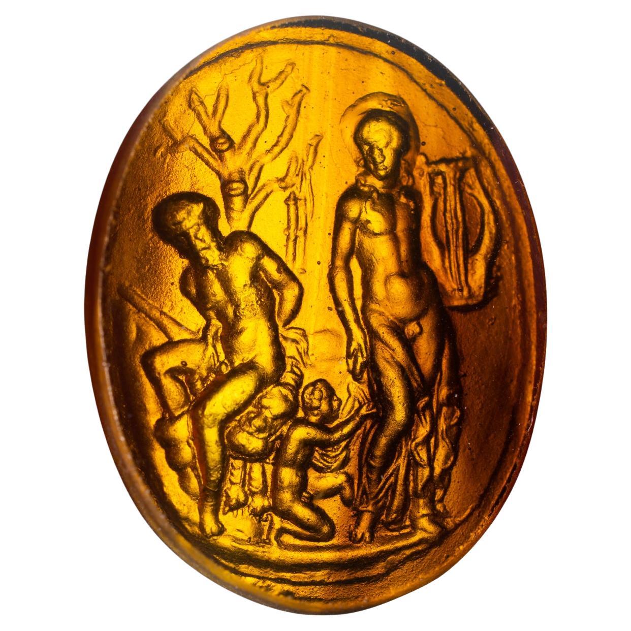 Cameo, Apollo and Marsyas. Glass. Possibly, Italy, 19th century.