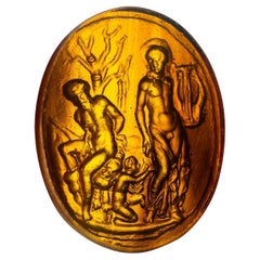 Antique Cameo, Apollo and Marsyas. Glass. Possibly, Italy, 19th century.