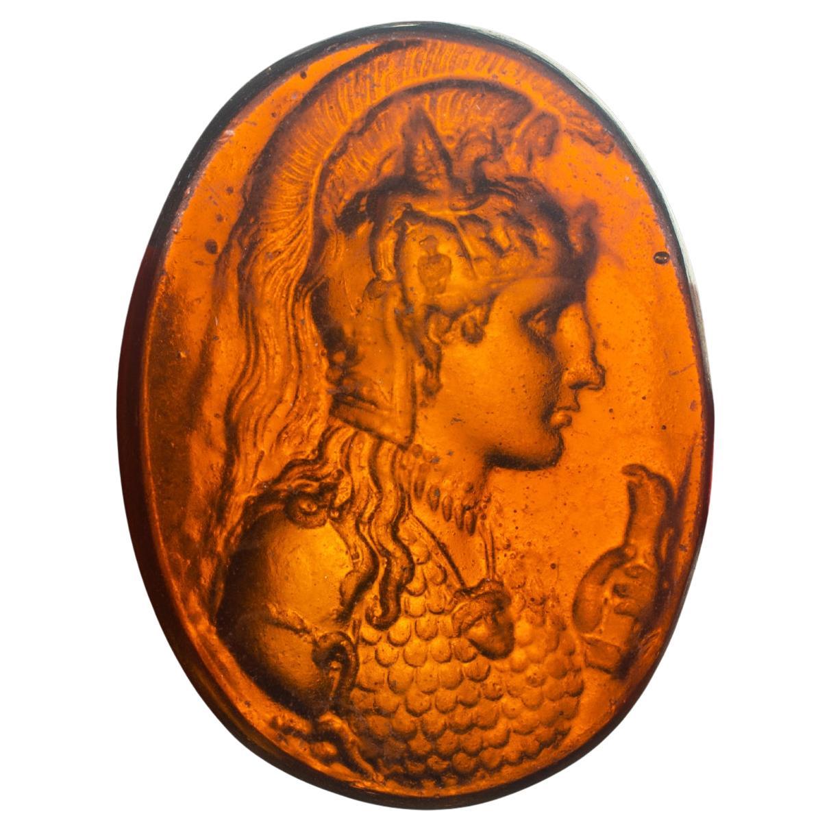 Cameo, Athena. Glass. Possibly Italy, 19th century.