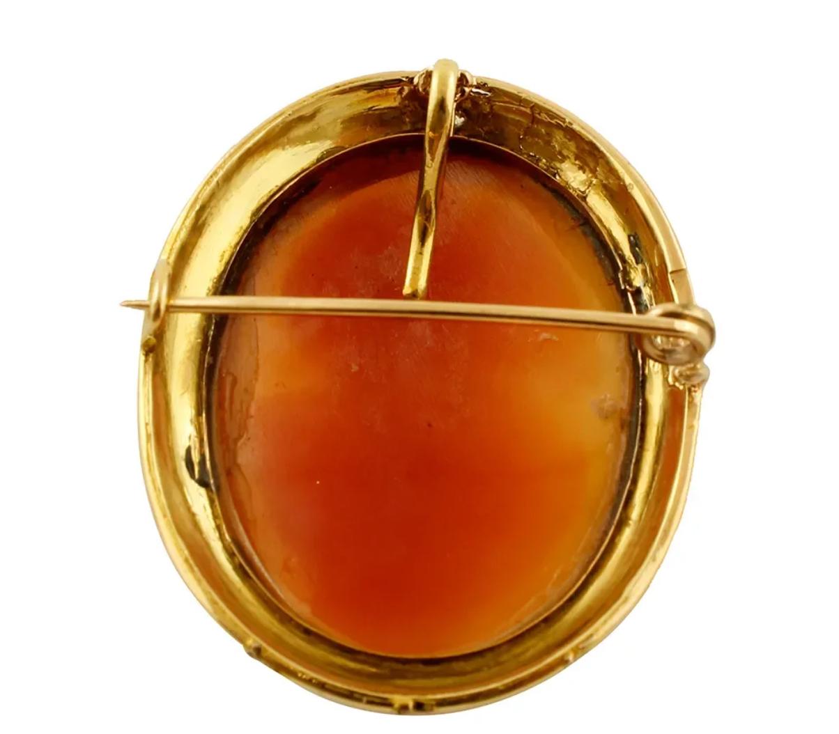 Women's Cameo Brooch, 18 Karat Yellow Gold For Sale