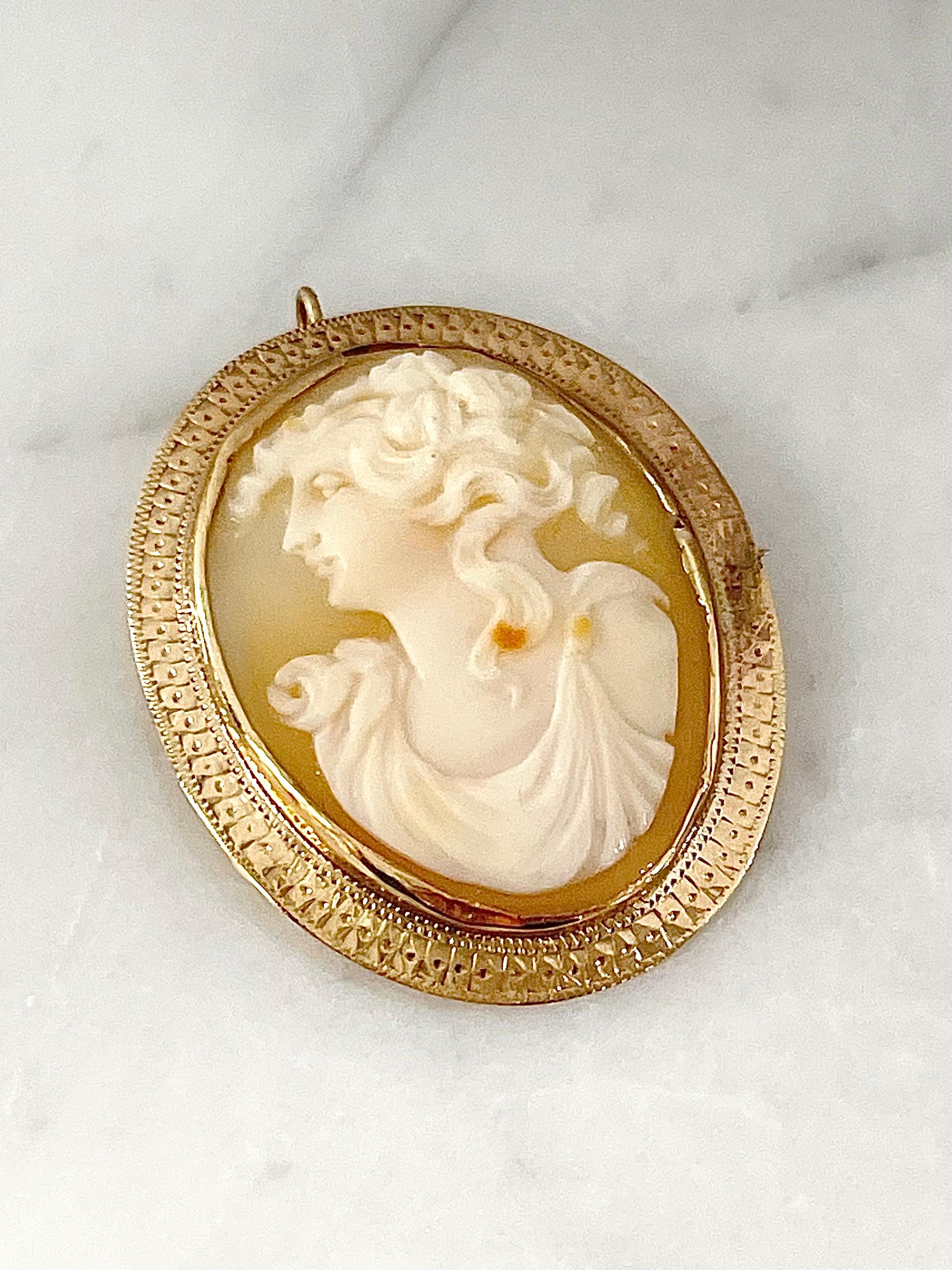 10K Yellow Gold Cameo Brooch that would be a good present for anyone! 