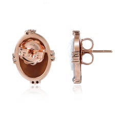 Cameo Diamond 18 Karat Gold Stud Earrings