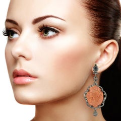 Cameo Earring with Diamonds in Silver and Gold