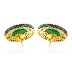 Cameo Emerald Diamond Stud Earrings