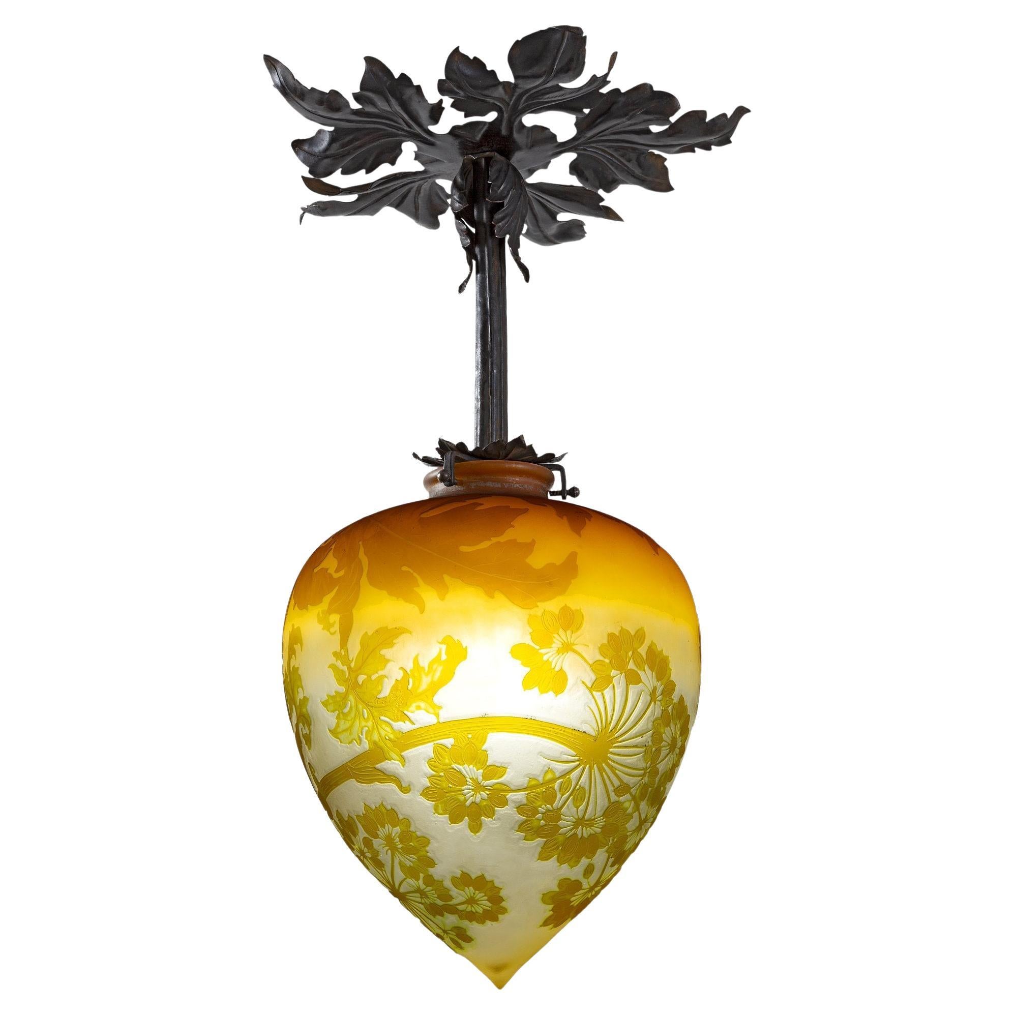 Cameo Glass Chandelier by Emile Gallé