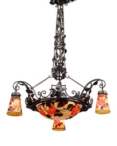 Cameo Glass Chandelier By Muller Frères