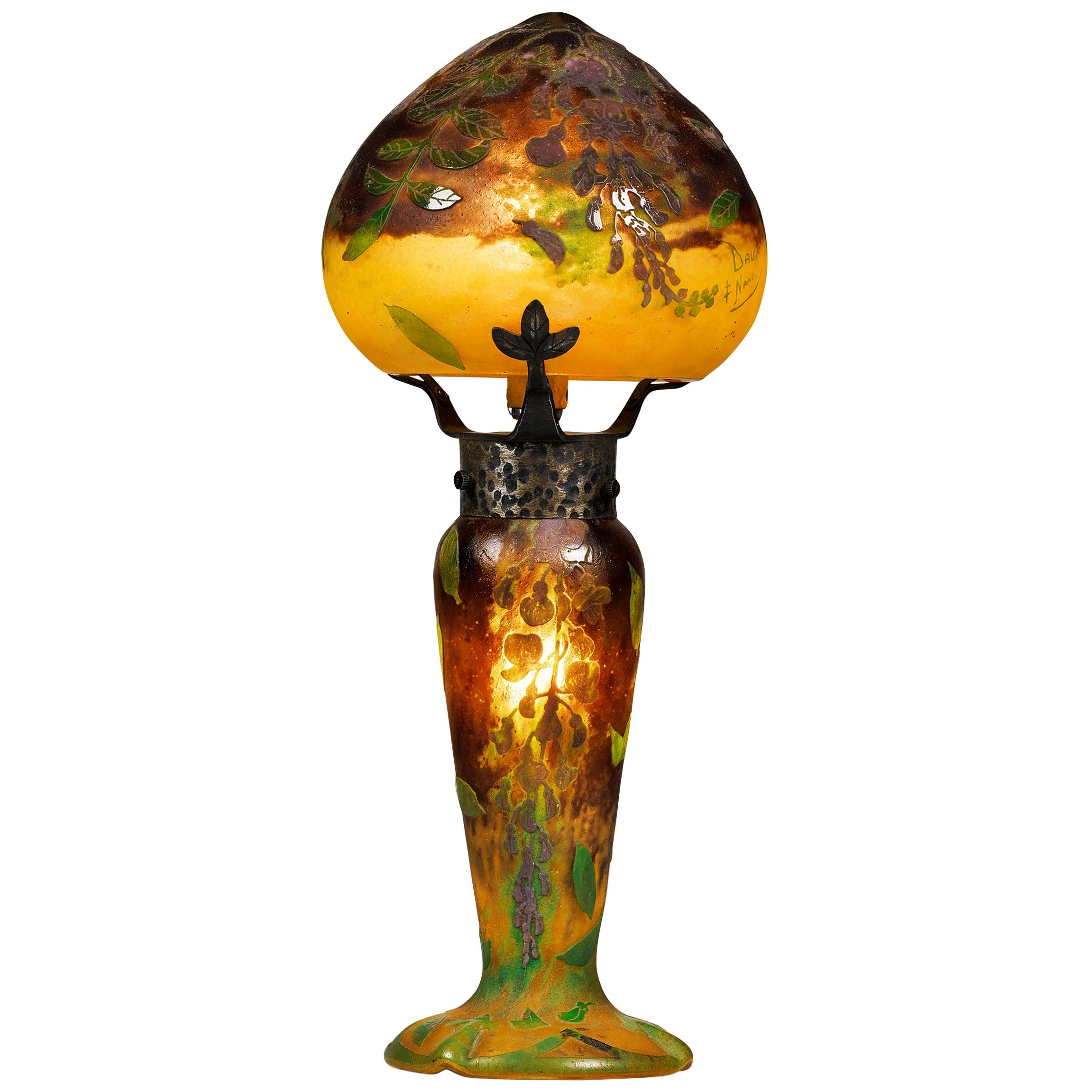 Cameo Glass Lamp by Daum Nancy