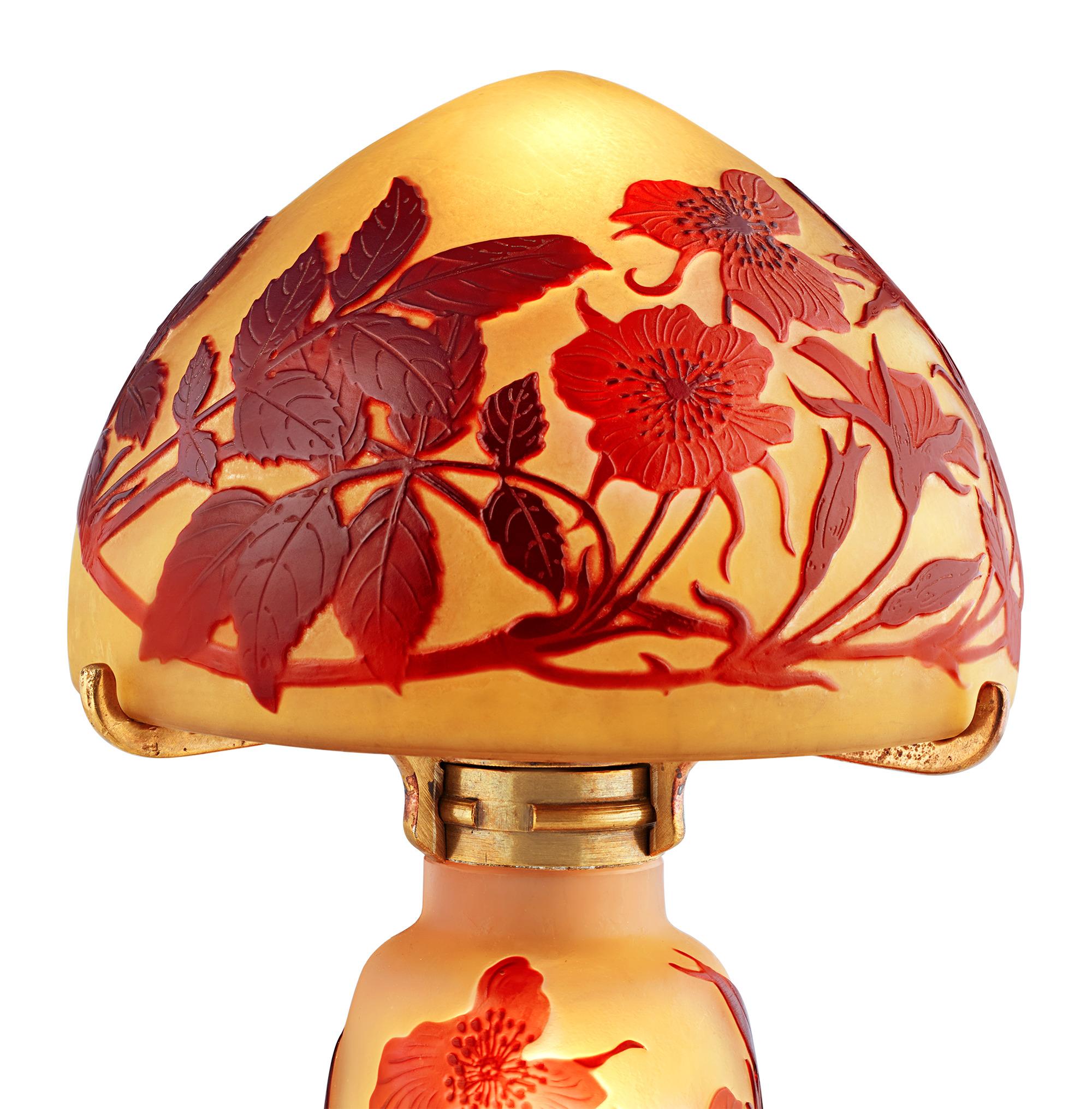 Art Nouveau Cameo Glass Lamp By Émile Gallé For Sale