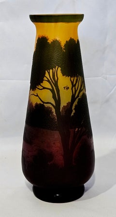 Cameo Glass Landscape Vase with spuriously signed "Daum Nancy" and "TIP"