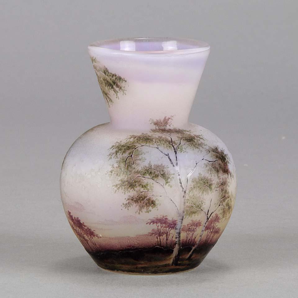 Etched Cameo Glass 'Paysage Rose' by Daum Fréres