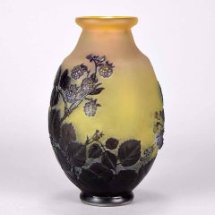Cameo Glass Vase 'Blackberry Soufflé Vase' by Emile Gallé