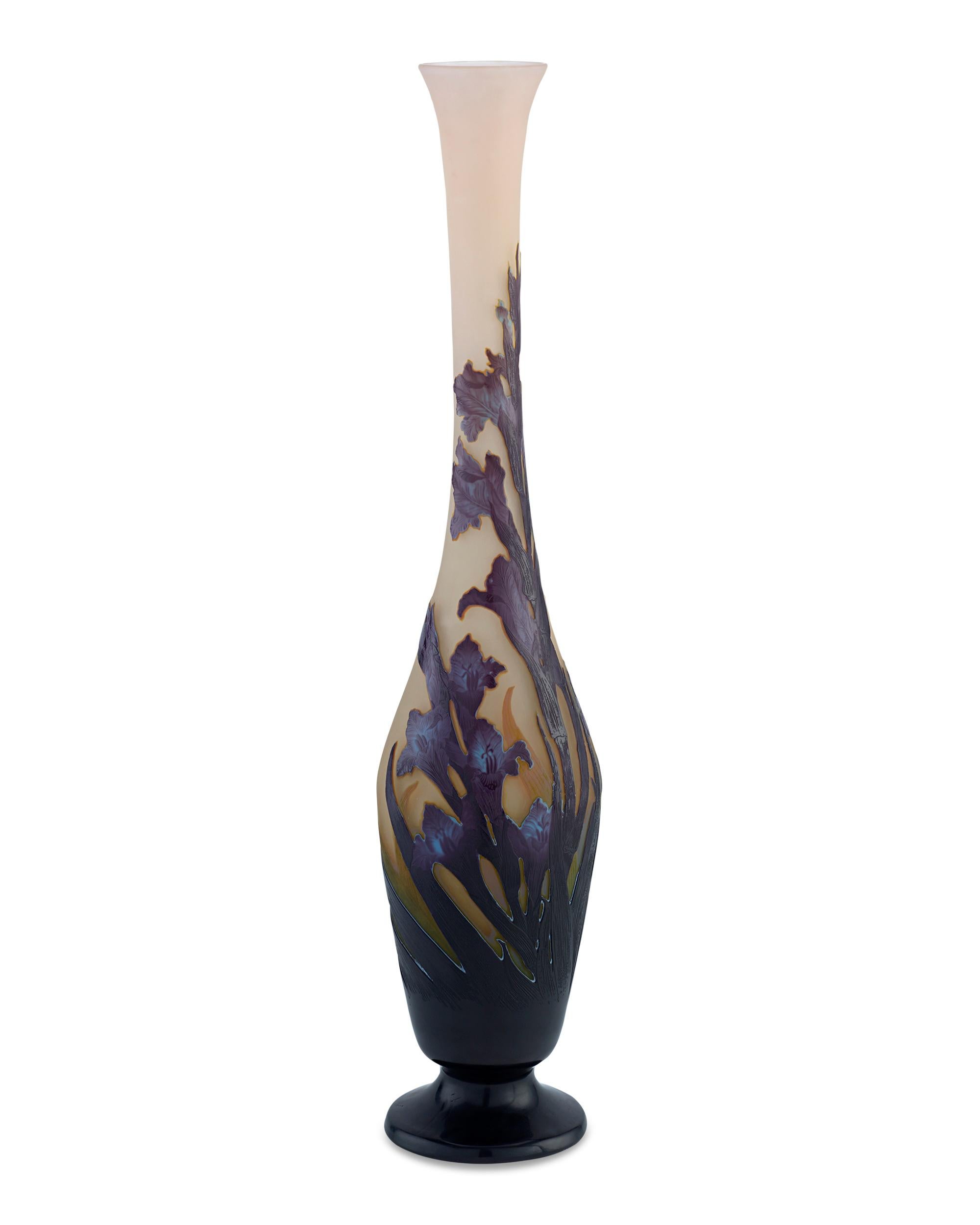 French Cameo Glass Vase by Émile Gallé For Sale