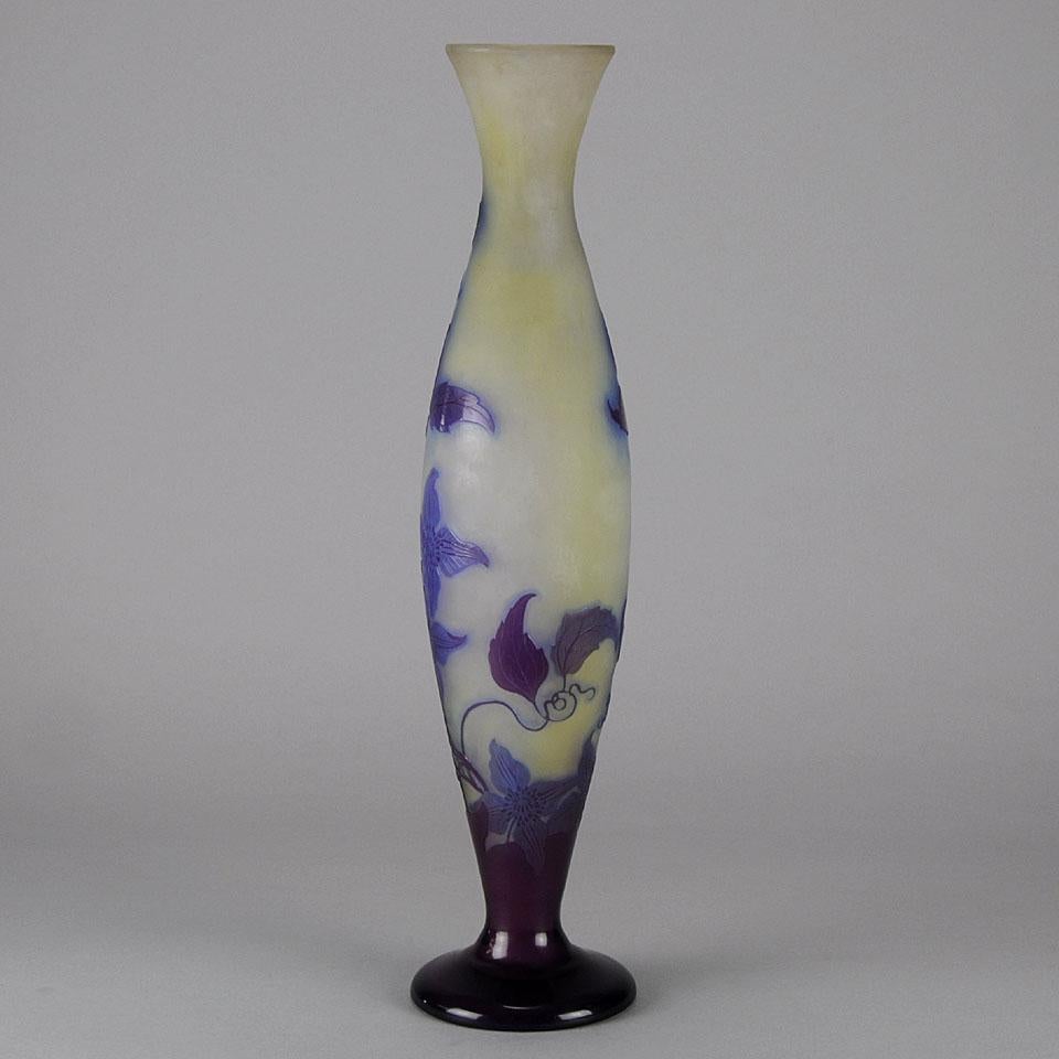 Cameo Glass Vase entitled 'Clematis' by Emile Gallé In Excellent Condition In London, GB