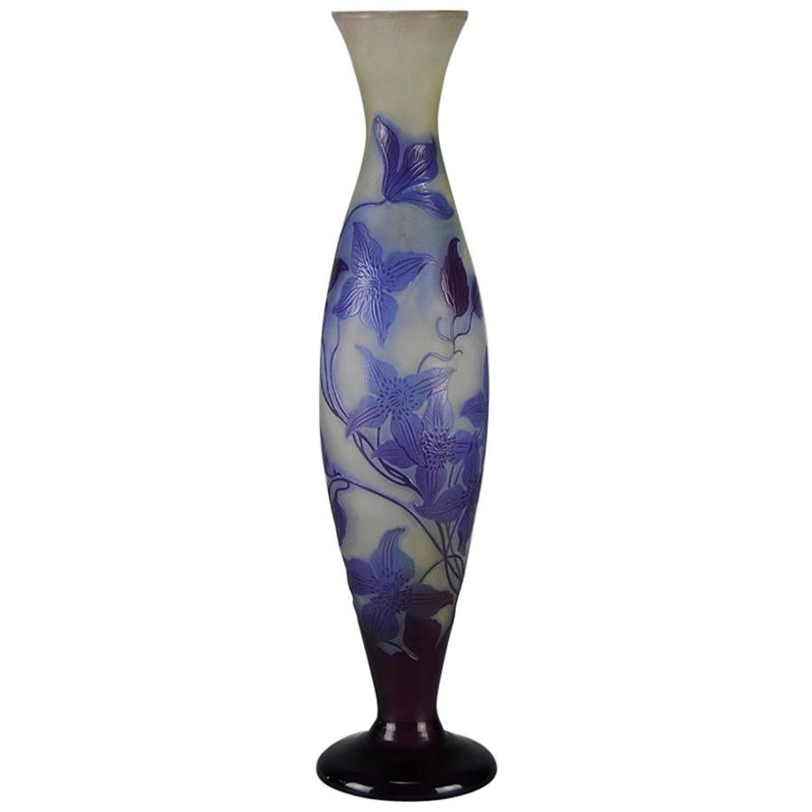 Cameo Glass Vase entitled 'Clematis' by Emile Gallé