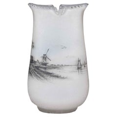 Cameo Glass Vase Entitled "Winter Dutch Lakeside" by Daum Frères