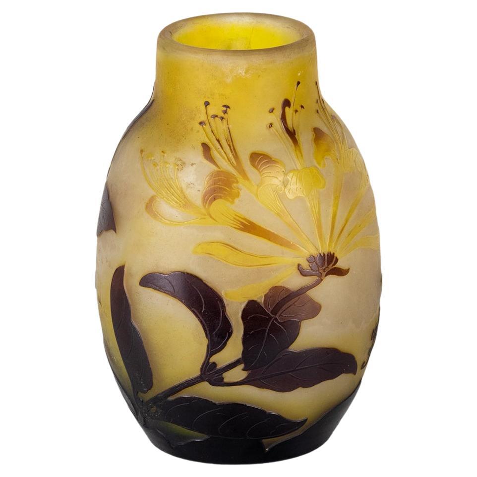 Vase en verre camée Fuchsia Flower d'Emile Galle