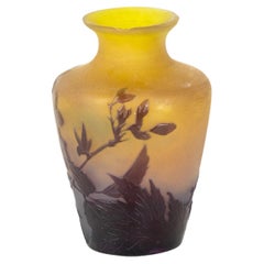 Vase aus Kamee-Glas mit Weinrebenblumen von Emile Galle, 1900er Jahre