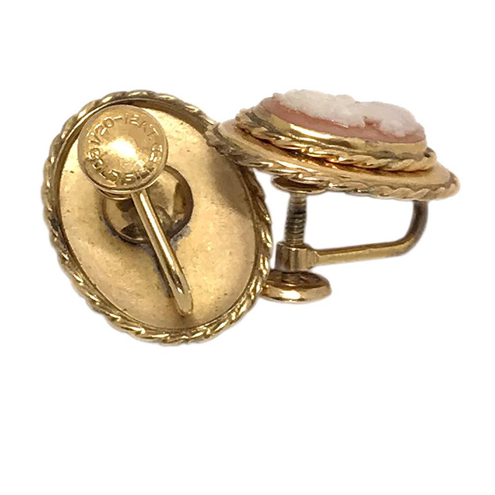 Cameo Gold gefüllte Ohrringe (Kunsthandwerker*in) im Angebot