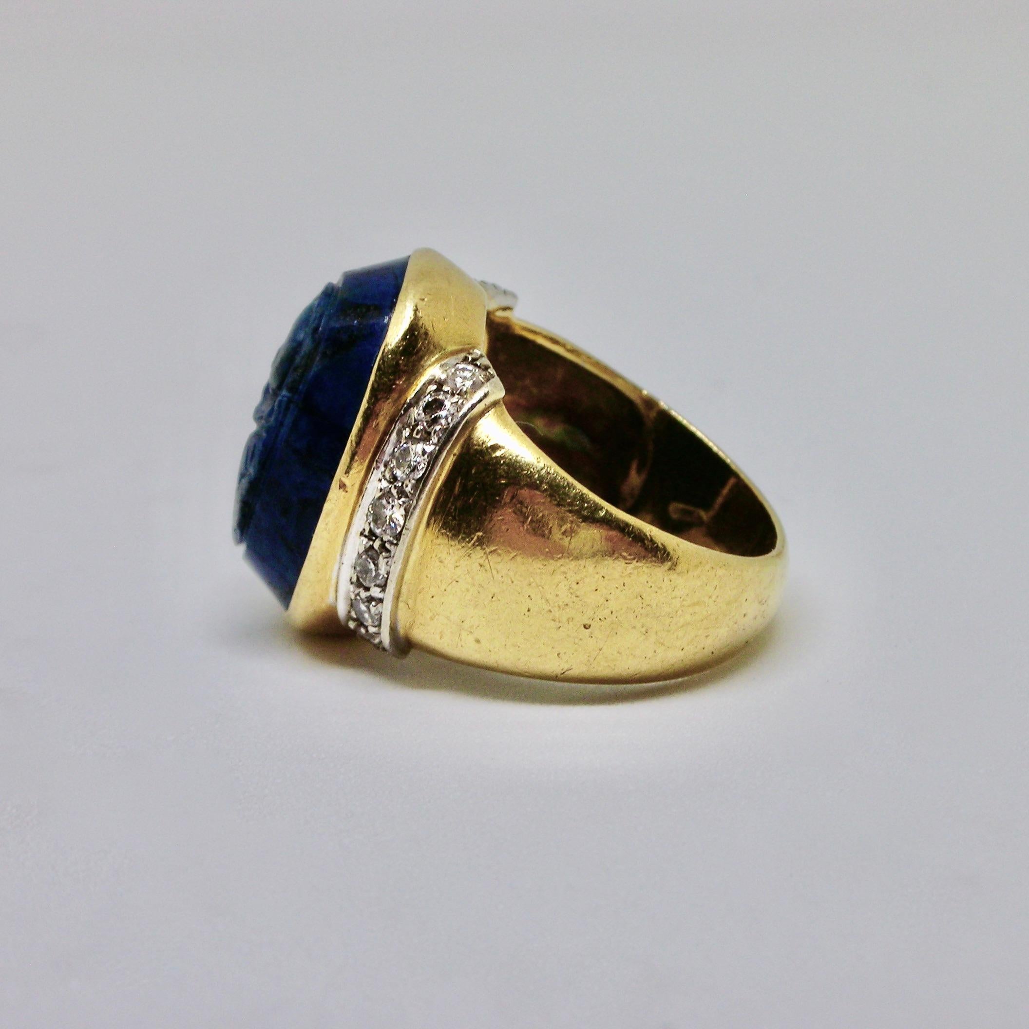 Cameo Gold Ring on Sodalite For Sale 1
