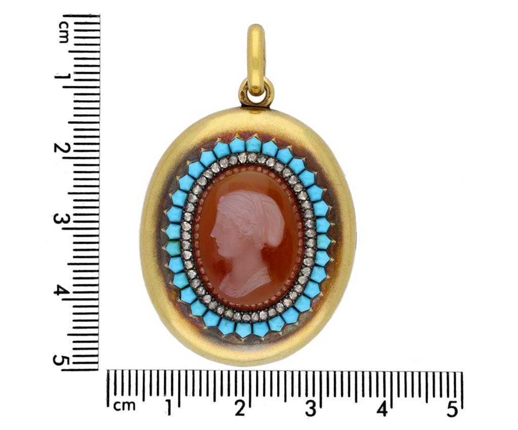 Taglio a rosa Cameo locket, French, circa 1880. in vendita