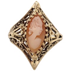 Marquise Cameo 14K Yellow Gold Ring