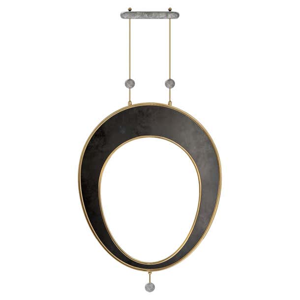 Cameo Modern Luxury Wall Mirror with Metal Frame and Marble Decorative ...