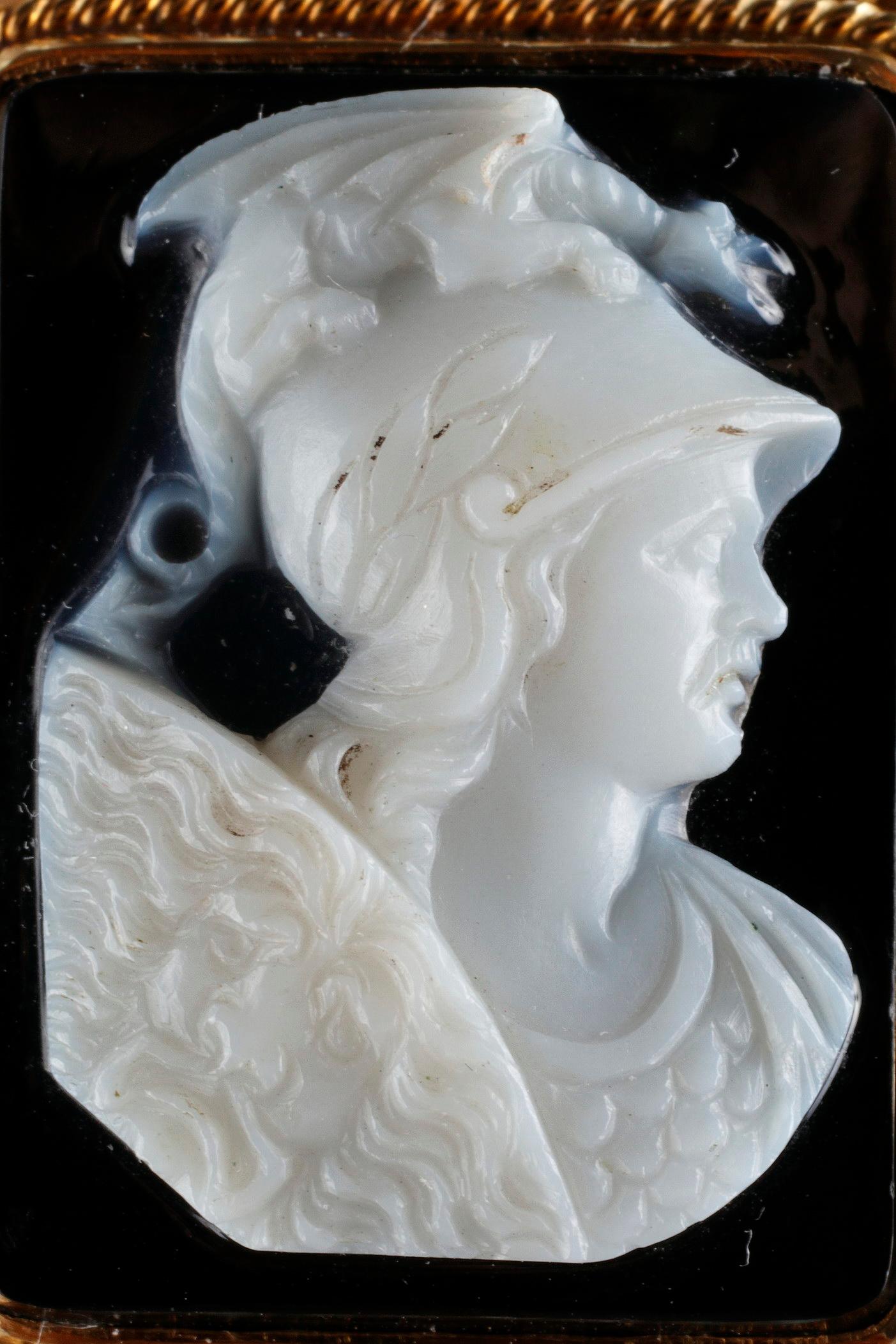 French Cut Cameo on Agate Featuring Perseus, 19th Century