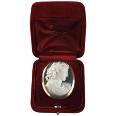 Antique Cameo on Agate Gold Mount, 19th Century