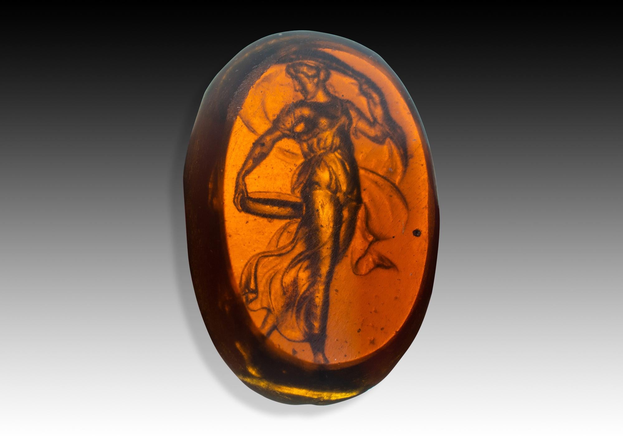 Néo-classique Camée ou intaille, danseuse. Le verre. Peut-être Italie, 19e siècle. en vente