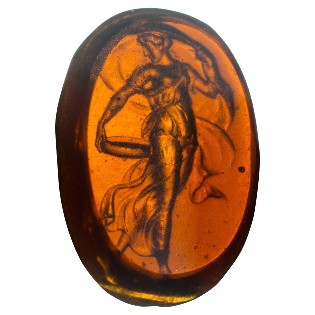 Cameo or intaglio, dancer. Glass. Possibly Italy, 19th century.