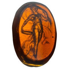 Antique Cameo or intaglio, dancer. Glass. Possibly Italy, 19th century.