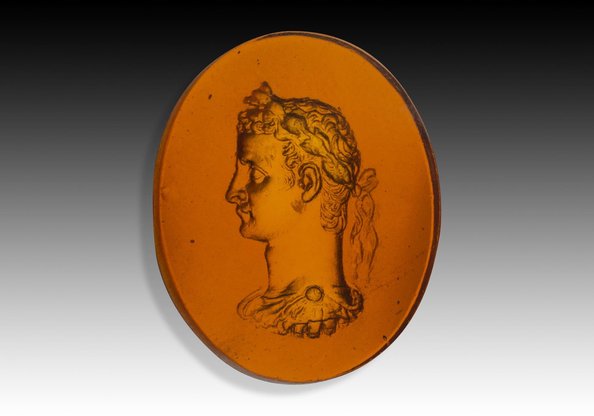 italien Camée ou intaille, empereur. Le verre. Peut-être Italie, 19e siècle. en vente