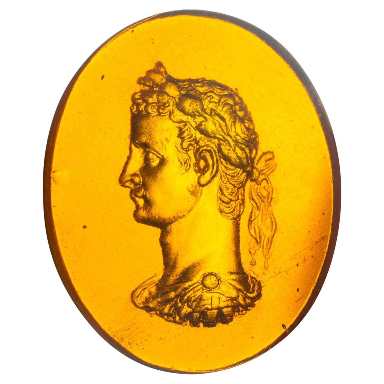 Cameo or intaglio, Emperor. Glass. Possibly Italy, 19th century.