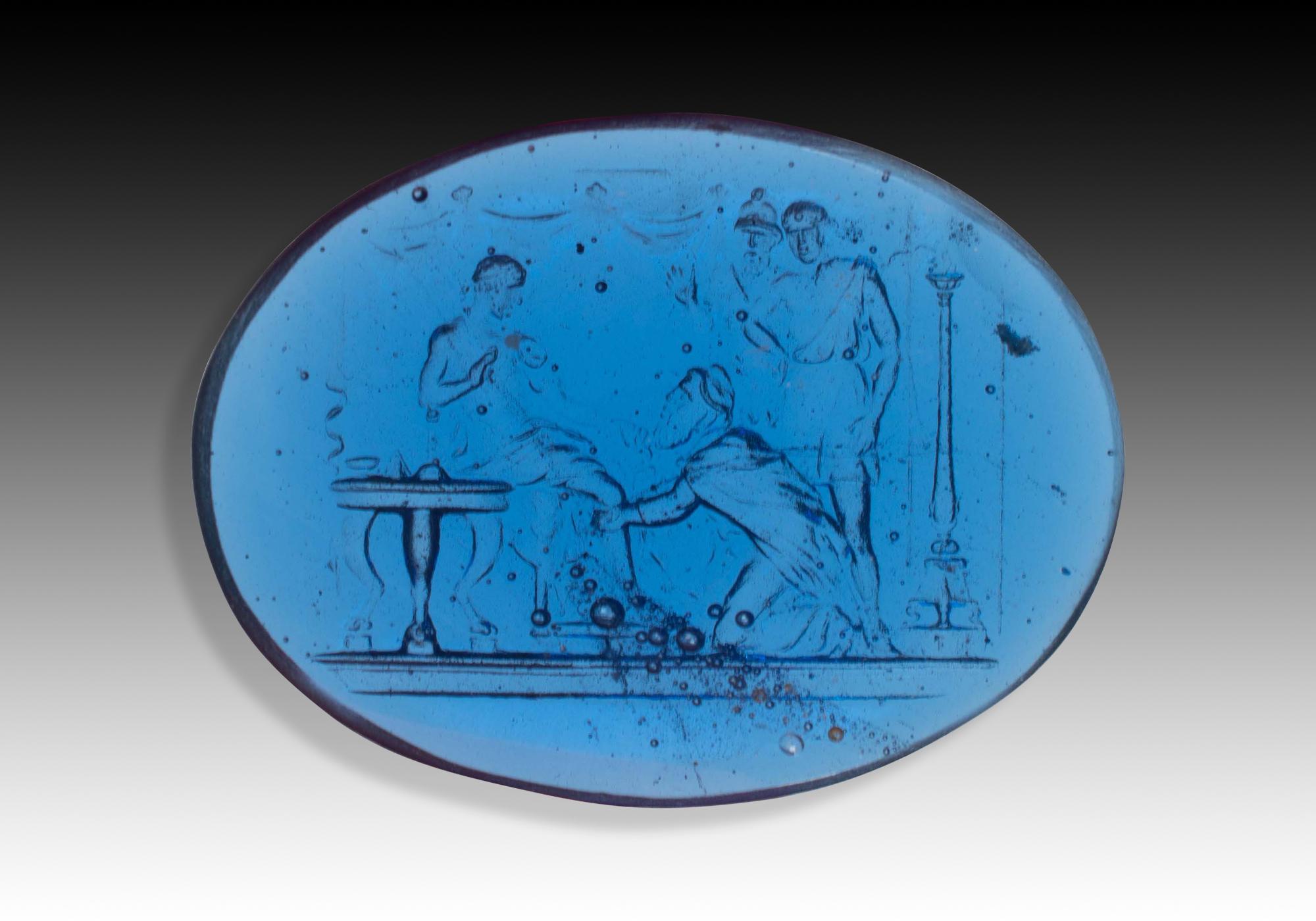 Neoclassical Revival Cameo or intaglio. Glass. Possibly Italy, 19th century. For Sale