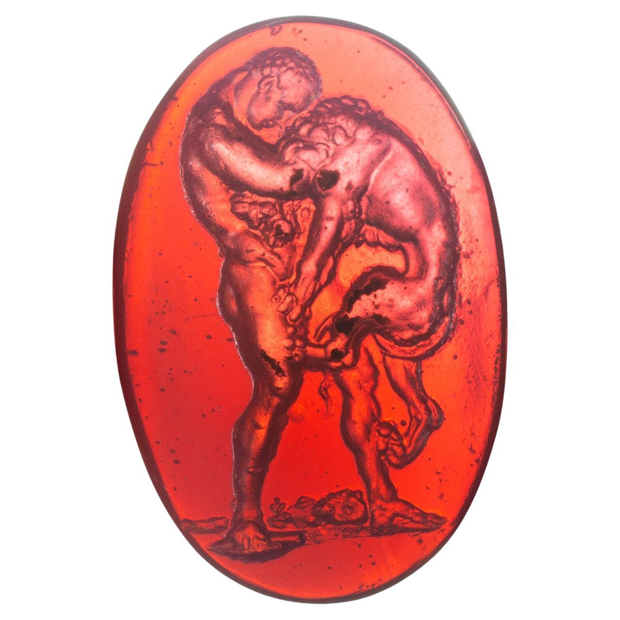 Cameo or intaglio, Hercules against the Nemean lion. Possibly, Italy. For Sale
