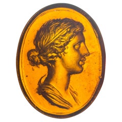 Antique Cameo or intaglio, Lady. Glass. Possibly Italy, 19th century.