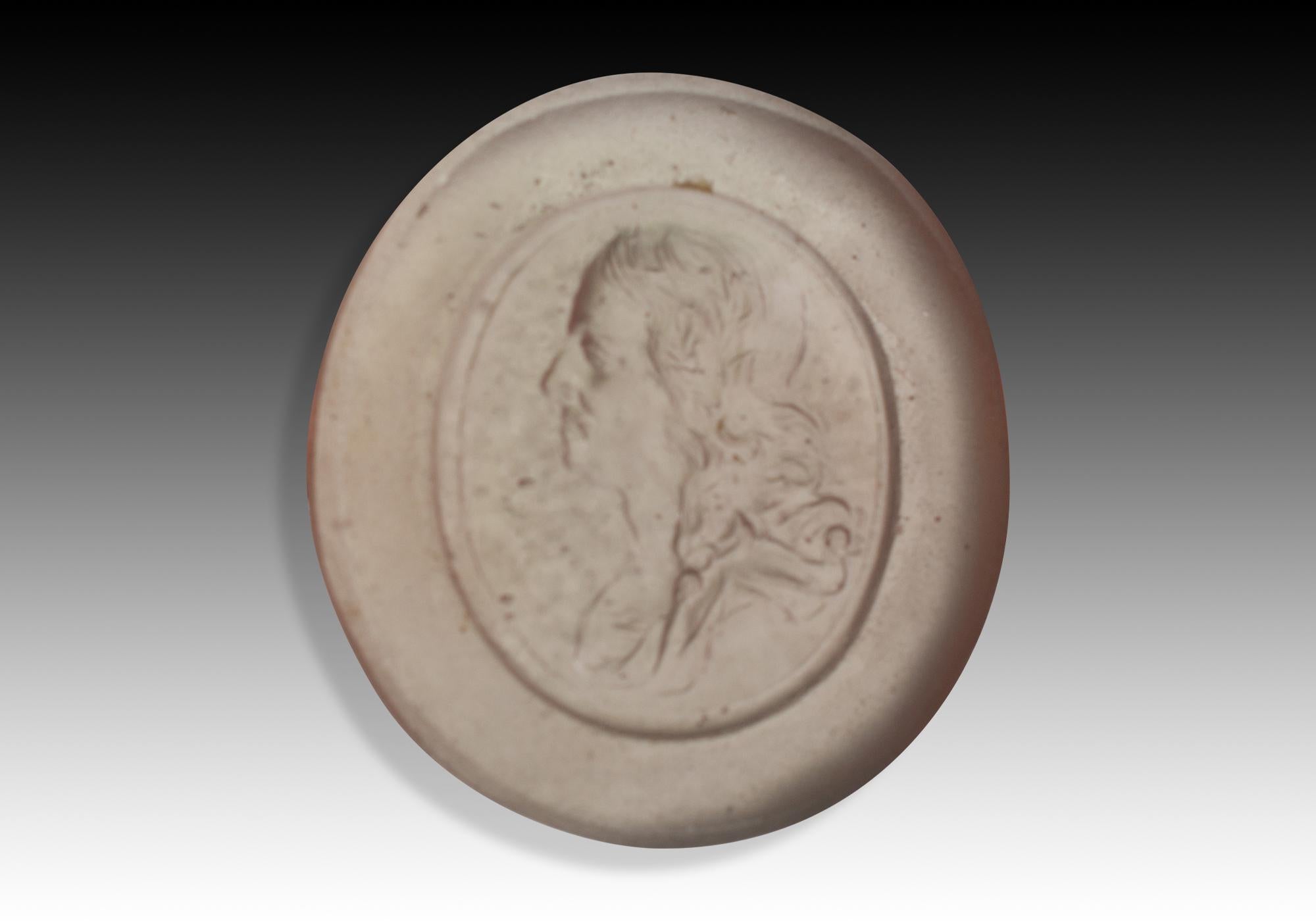 Italian Cameo or intaglio, male portrait. Glass. Possibly Italy, 19th century. For Sale