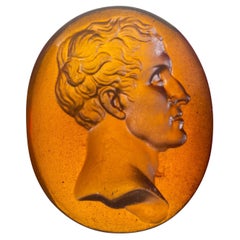 Cameo or intaglio, male portrait. Glass. Possibly Italy, 19th century.
