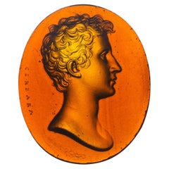 Cammeo o calcografia, profilo maschile. Vetro. Forse Italia, XIX secolo.
