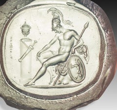 Cameo or intaglio, Mars or Ares. Glass. Possibly Italy, 19th century.