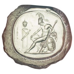 Cameo or intaglio, Mars or Ares. Glass. Possibly Italy, 19th century.