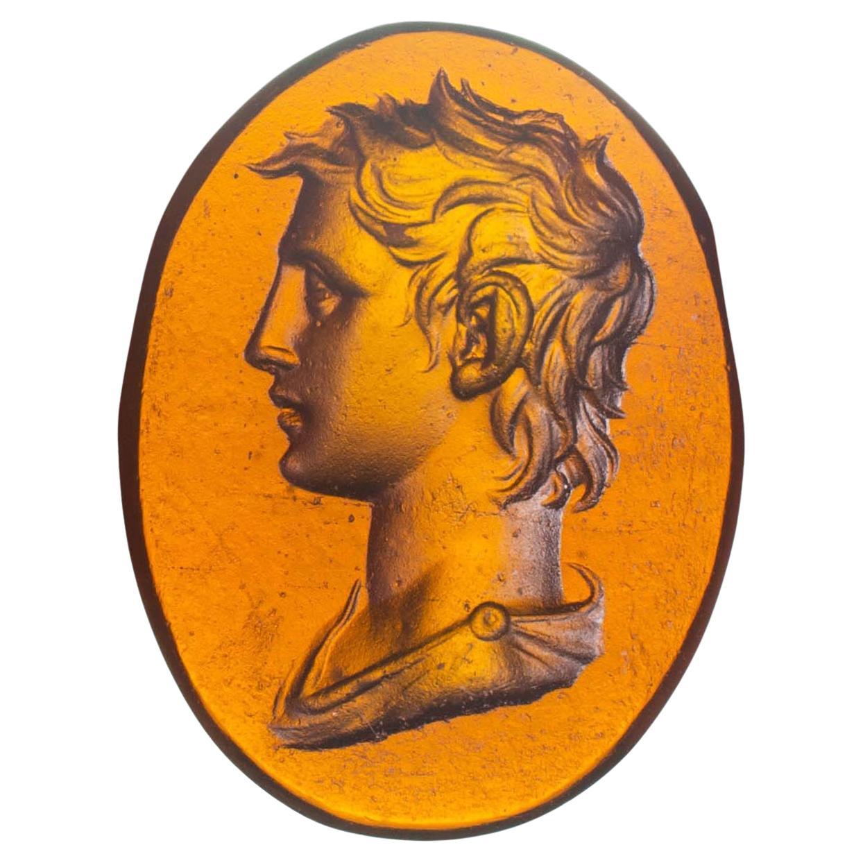 Cameo or intaglio, portrait. Glass. Possibly Italy, 19th century.