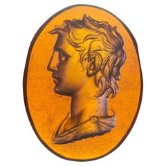 Cameo or intaglio, portrait. Glass. Possibly Italy, 19th century.