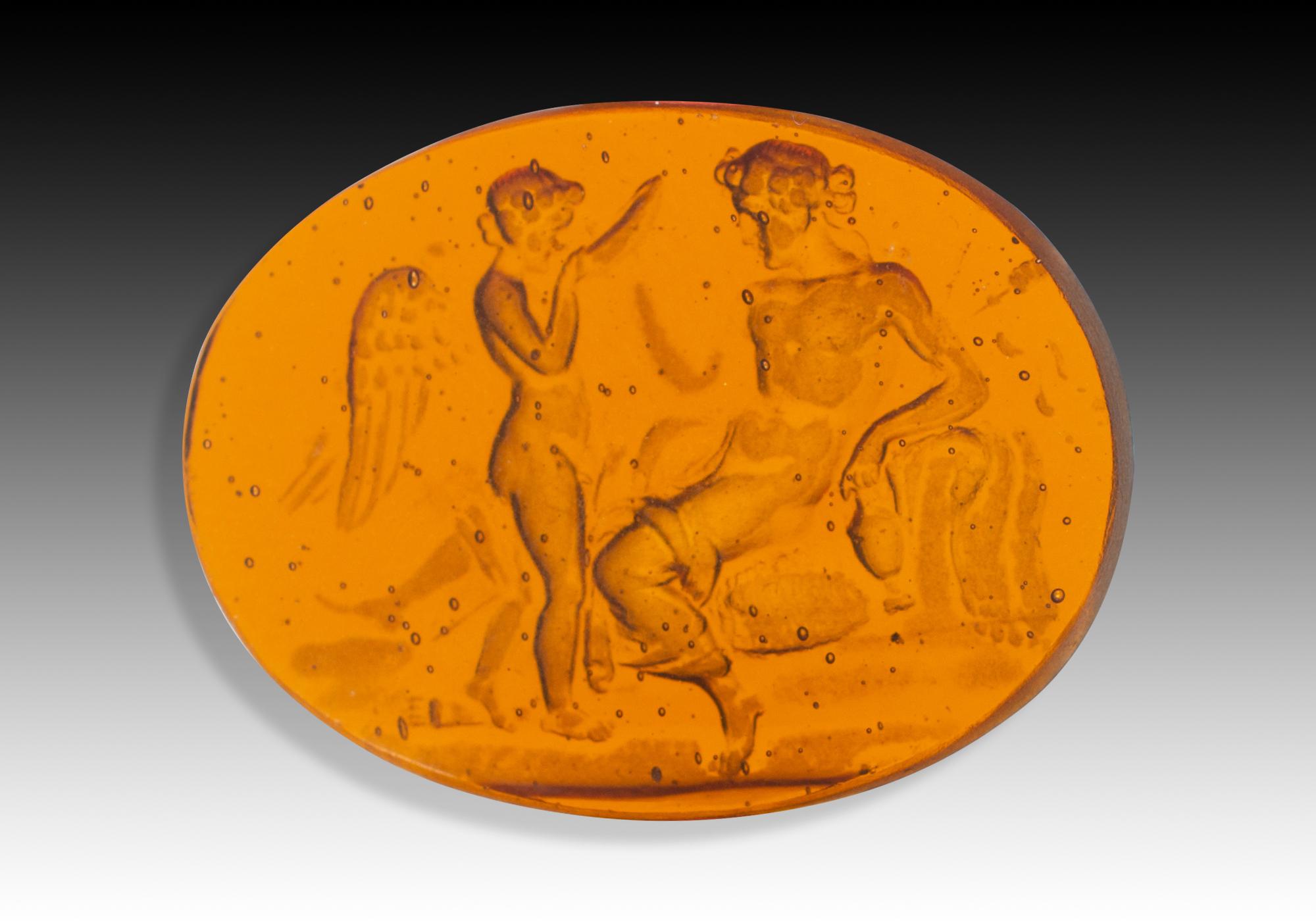 Italian Cameo or intaglio, possibly Venus and Cupid. Glass. Possibly Italy, 19th c. For Sale
