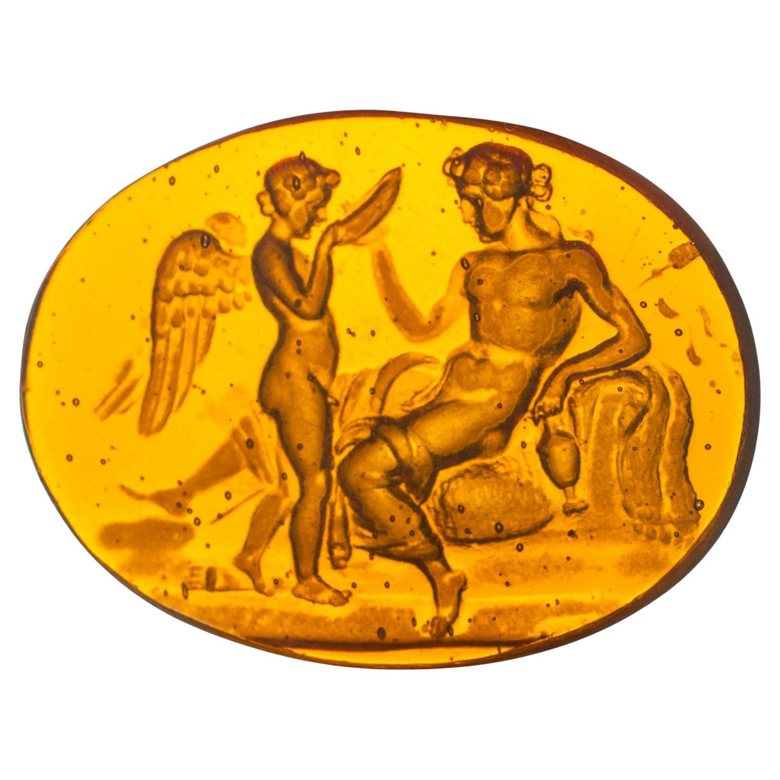 Cameo or intaglio, possibly Venus and Cupid. Glass. Possibly Italy, 19th c.