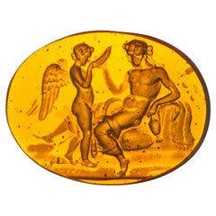 Antique Cameo or intaglio, possibly Venus and Cupid. Glass. Possibly Italy, 19th c.