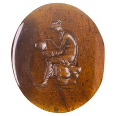 Antique Cameo or intaglio, Urania. Glass. Possibly Italy, 19th century.