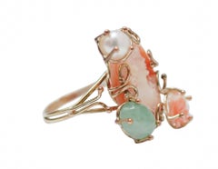 Cameo, Pearl, Stones, Rose Gold Ring