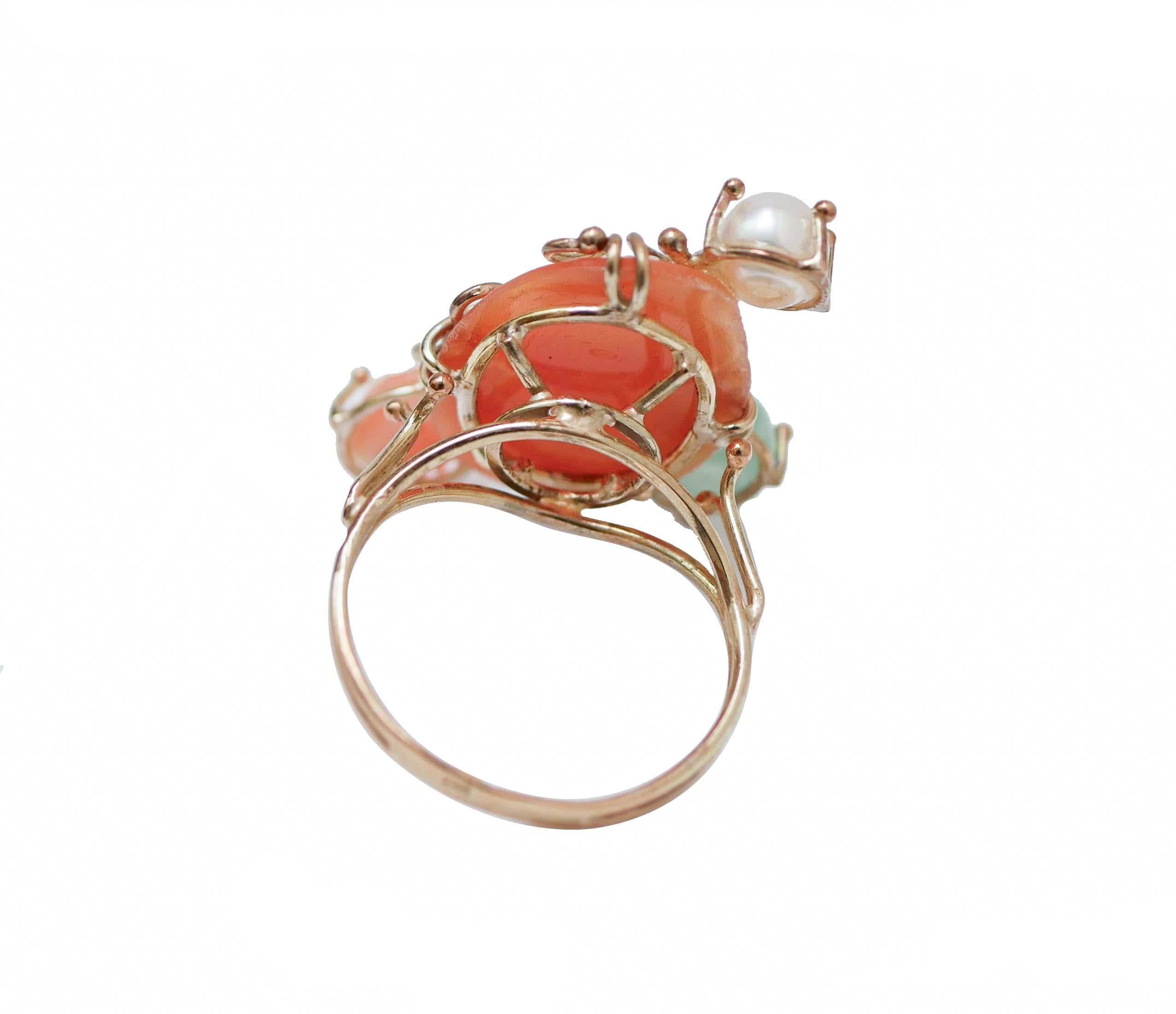 Retro Cameo, Pearl, Stones, Rose Gold Ring For Sale