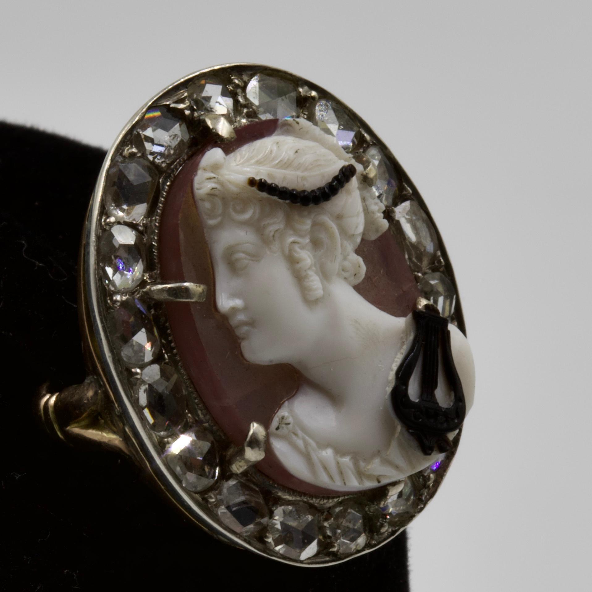 Old European Cut Cameo Ring For Sale